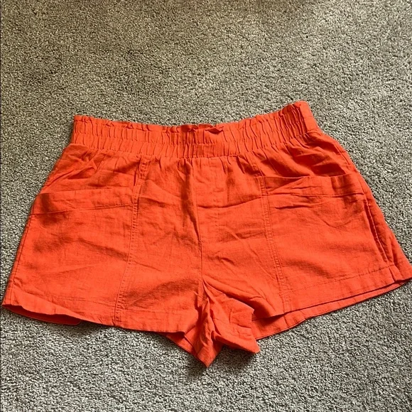 High Waist Orange Casual Shorts - Picture 3 of 4